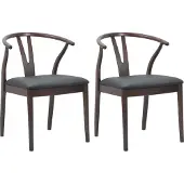 vidaXL Matstol 2 pcs Ljusbrun och svart Massiv Gummiträ