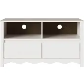 vidaXL TV-skåp med låda Drammen Vit 99 x 43 x 55 cm Massivt tallträ