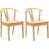 vidaXL Matstol 2 pcs Naturfärg Massiv Gummiträ