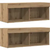 vidaXL TV-bänkset med LED -remsljus 8 pcs artisan ek Konstruerat trä