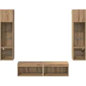 vidaXL TV-väggmodul med LED -remsljus 6 pcs Artisan Ek Konstruerat trä