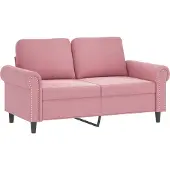 vidaXL Soffgrupp med dynor 3 delar rosa sammet