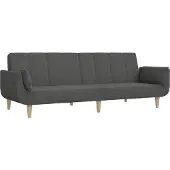 vidaXL 2-sits bäddsoffa med två kuddar mörkgrå tyg 375870