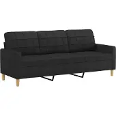 vidaXL Soffgrupp med dynor 2 delar svart tyg
