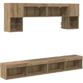 vidaXL TV-väggenheter med LED 6 pcs Artisan Ek Konstruerat trä