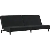 vidaXL Bäddsoffa 2-sits svart sammet