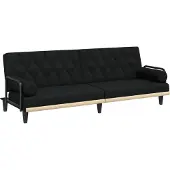 vidaXL Sängsoffa med armstöd svart tyg 351939
