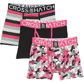 Crosshatch Mens Crystaline Boxershorts (Förpackning med 3) (Fuchsia/Svart/Grå)