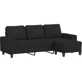 vidaXL 3-sitssoffa med fotpall Svart 180 cm tyg