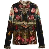 Desigual T-shirt oliv / röd / ljusröd / svart
