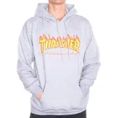 Thrasher Flame Hoodie grey mottled, S