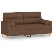 vidaXL 2-sits soffa med prydnadskuddar brun 140 cm tyg