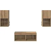 vidaXL TV-väggskåp med LED -remsljus 4 pcs Artisan Ek Konstruerat trä