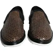 Dolce&Gabbana Bruna Svarta Läder Vävda Herr Loafers Skor