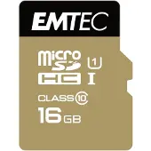 Emtec Gold+ - Flashminneskort (SD-adapter ingår) - 16 GB - Class 10 - microSD - guld