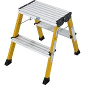 Krause 130044 Aluminium Dubbla fällbara steg hopfällbar Arbetshöjd (max.): 2.45 m Gul 1.7 kg