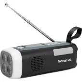 Technisat Batteridriven radio FM Handvev, Powerbank-funktion, Solcellspanel, Ficklampa, uppladdningsbart Svart