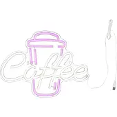 Star Trading Coffee LED-vägglampa, rosa/vit, plexiglas, 40 x 30 cm USB, Genomskinlig / transpare, Vardagsrum / matsal, Syntetmaterial, Ungt boande