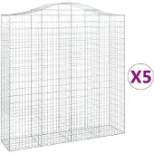 vidaXL Gabioner bågformade 5 st 200x50x200/220 cm galvaniserat järn