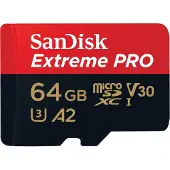 SanDisk Extreme Pro - Flash-minneskort (microSDXC till SD-adapter inkluderad) - 64 GB - A2 / Video Class V30 / UHS-I U3 / Class10 - mikroSDXC UHS-I