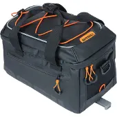 Basil bagagebärarväska MILES tarpaulin trunkbag MIK 7L, MIK System (redo att använda), 100% vattentät black/orange (NY)