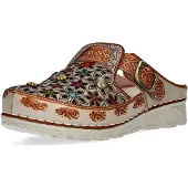 LAURA VITA Dam Dorry 01 Blommiga Beige Läderkil Sandaler