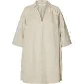 Selected Luisa-talia Linen Blend Kort Klänning Med 3/4 ärm