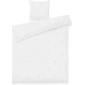 Juna sängkläder 140x220 cm - 100% ekologisk bomull - Daisy vit med broderade blommor