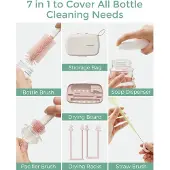 MOMCOZY 7 IN 1 BABY BOTTLE BRUSH SET Rožinis