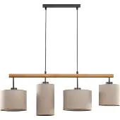 TK Lighting Hänglampa Deva Nature, 4 lampor, textil Nature , dimbar, Ljust trä, Vardagsrum / matsal, Trä, Skandinavisk