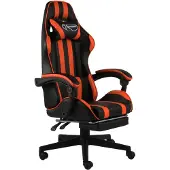 vidaXL Spelstol - - Svart och orange - Konstläder - Höjdjusterbar - Med fotstöd