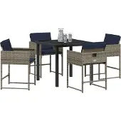 vidaXL Trädgårdsmöbelset med kudde 5 pcs Grå Poly rattan