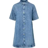Pieces Sky A-shape Denim Kortärmad Kort Klänning