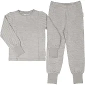 Geggamoja Tvådelad Pyjamas Bambu Classic Grå/Vit - 74/80