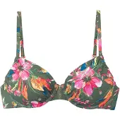 LASCANA Bikiniöverdel 'Malia' grön / mörkorange / rosa / vit