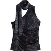 Desigual Topp brun / lila / svart / silver