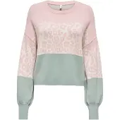 ONLY Tröja 'ONLLEONA' jade / rosa / vit