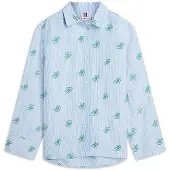 Tommy Hilfiger Logo Embroidery Linen Blend Shirt