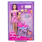 Barbie Skipper Babysitters Playset med Brunettdocka, Blonda Babydocka, Vagn & 7 Tillbehör