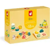 Janod - Baby Play Box - Barnleksak 18 mnader - Stimulusleksaker med trpussel - Babymotorik - Aktivitetsleksaker och psykomotorisk utveckling -