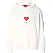 HUGO All-gender Cotton-terry hoodie with origami-heart artwork