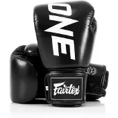 Super Merchant Fairtex äkta läder boxningshandskar BGV1 ONE Svart 14oz