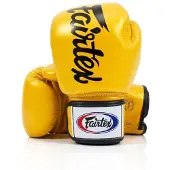 Super Merchant Fairtex äkta läder boxningshandskar BGV19 Guld 12oz