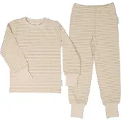 Geggamoja Tvådelad Pyjamas Bambu Classic Vit/Beige - 74/80