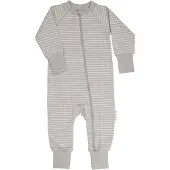 Geggamoja Tvåvägs-zip Pyjamas Bambu Classic Grå/Vit - 86/92