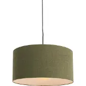 QAZQA Hänglampa svart med grön skärm 50 cm - Combi 1