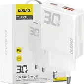 Dudao GaN A30EU 30W väggladdare USB-A / USB-C - Vit