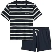 Marc O'Polo Pyjamas kort 'Mix N Match' nattblå / vit