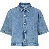 Pieces Sky A-shape Denim Kortärmad Skjorta