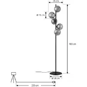 LINDBY Golvlampa Orbelia , Svart, Vardagsrum / matsal, Glas, Modern, Golvlampa